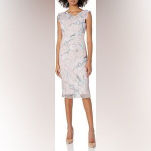 Black Halo floral print mesh overlay Jackie O Sheath Dress sz.12 NWT